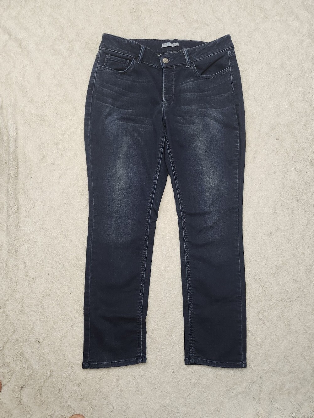• Riders By Lee Women's Mid Rise Skinny Denim Jeans Petite 14P Dark Wash Blue